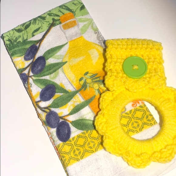yarn hot off the hook Other - Kitchen towel hanger & cotton kitchen towel